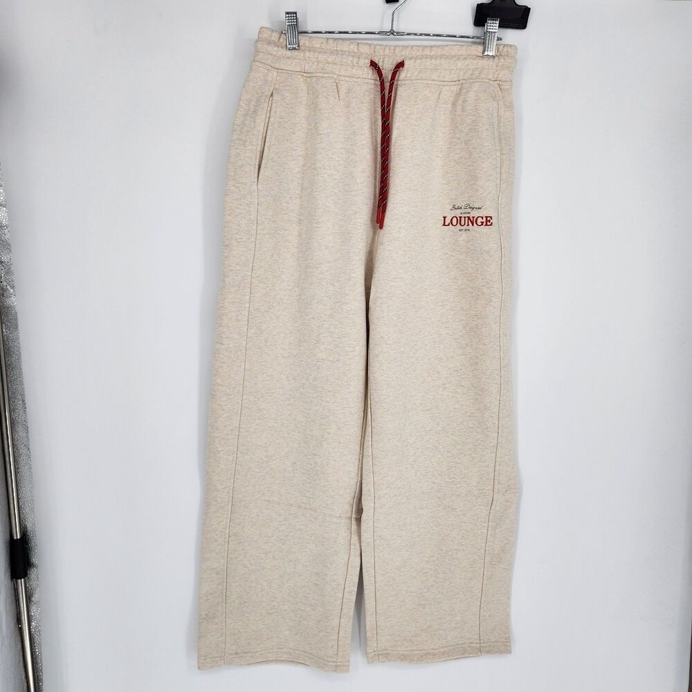 LOUNGE Medium Petite British Design Oatmeal Cotton Joggers‎ Sweatpants NWT
